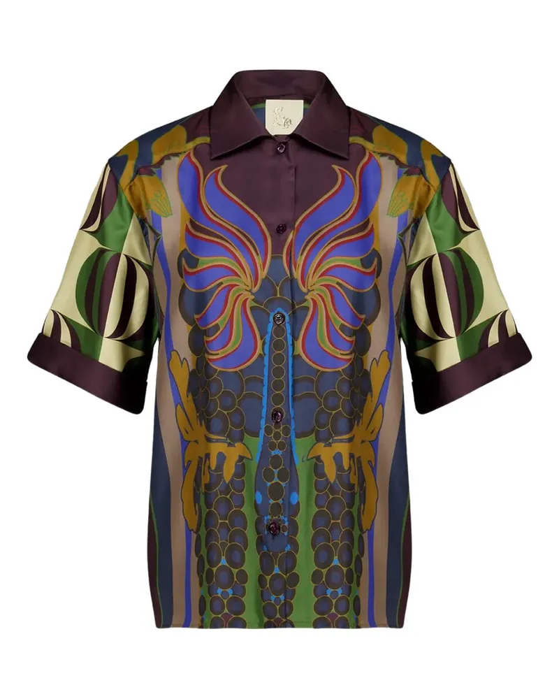 PAULA Kurzärmeliges Mary Hemd mit Print - Violett Violett