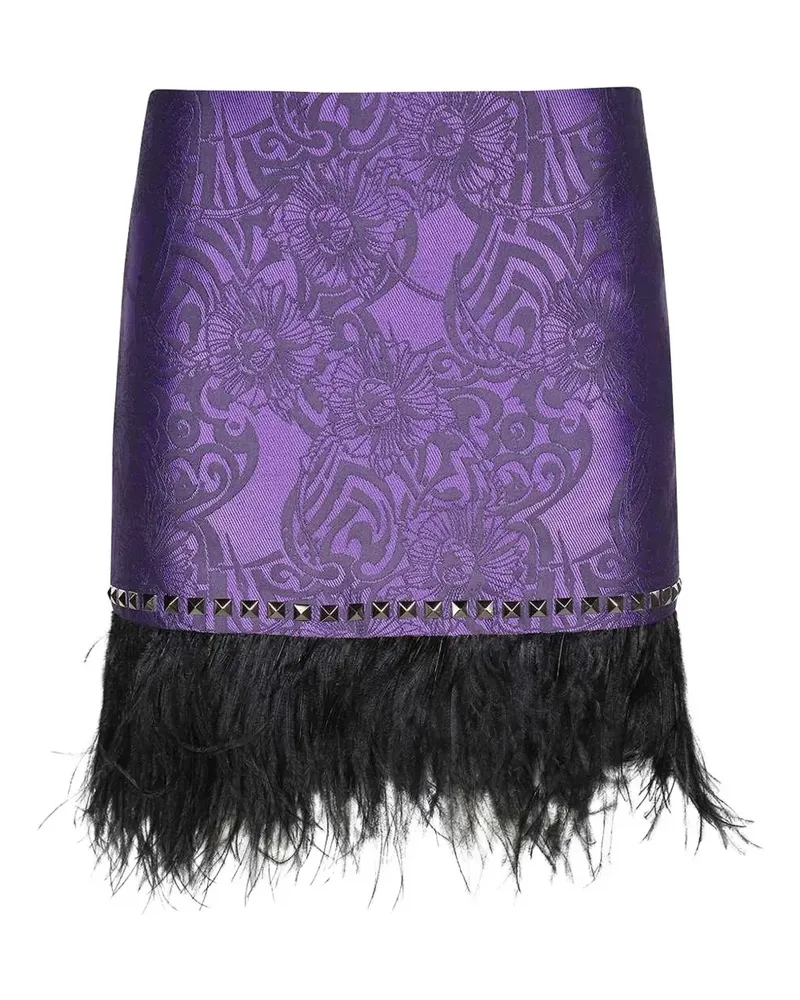 John Richmond jacquard feather-trimmed mini skirt - Violett Violett