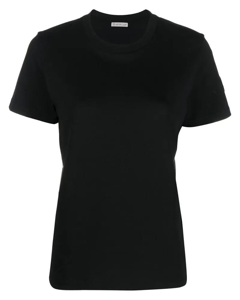 Moncler T-Shirt mit Logo-Patch - Schwarz Schwarz