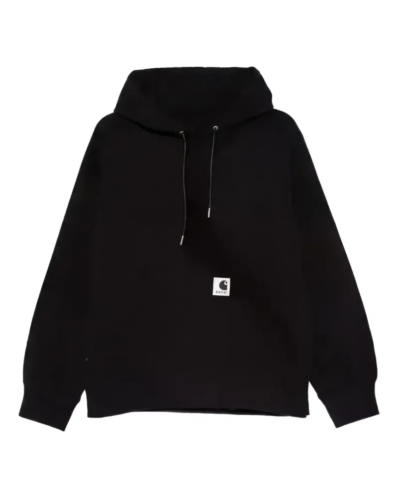 Sacai x Carhartt WIP logo-patch jersey hoodie - Schwarz Schwarz