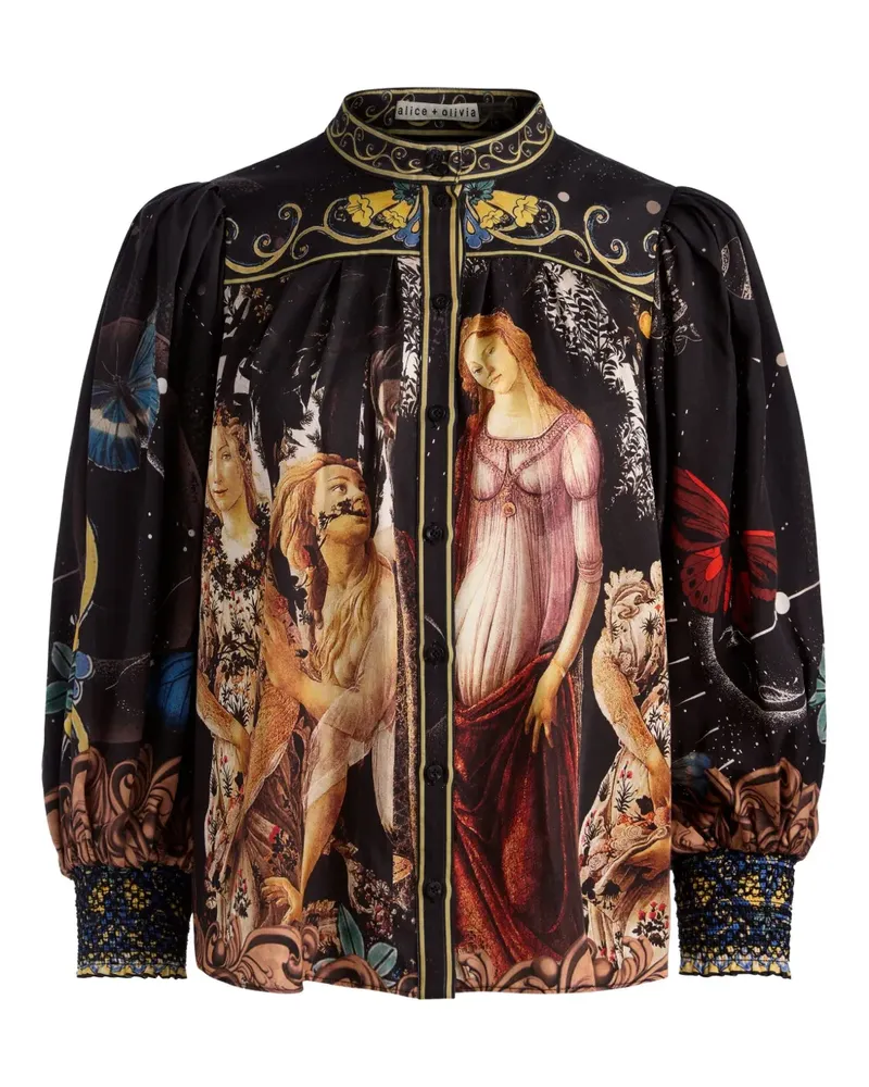 Alice + Olivia Cora Langarmshirt mit Knopfleiste - Schwarz Schwarz