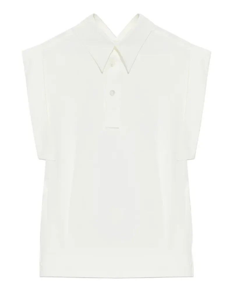 Issey Miyake Top mit Kragen - Weiß Weiß