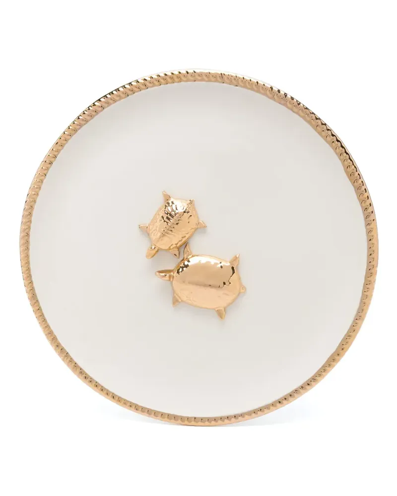 Les-Ottomans Golden Animals Teller (30cm) - Weiß Weiß