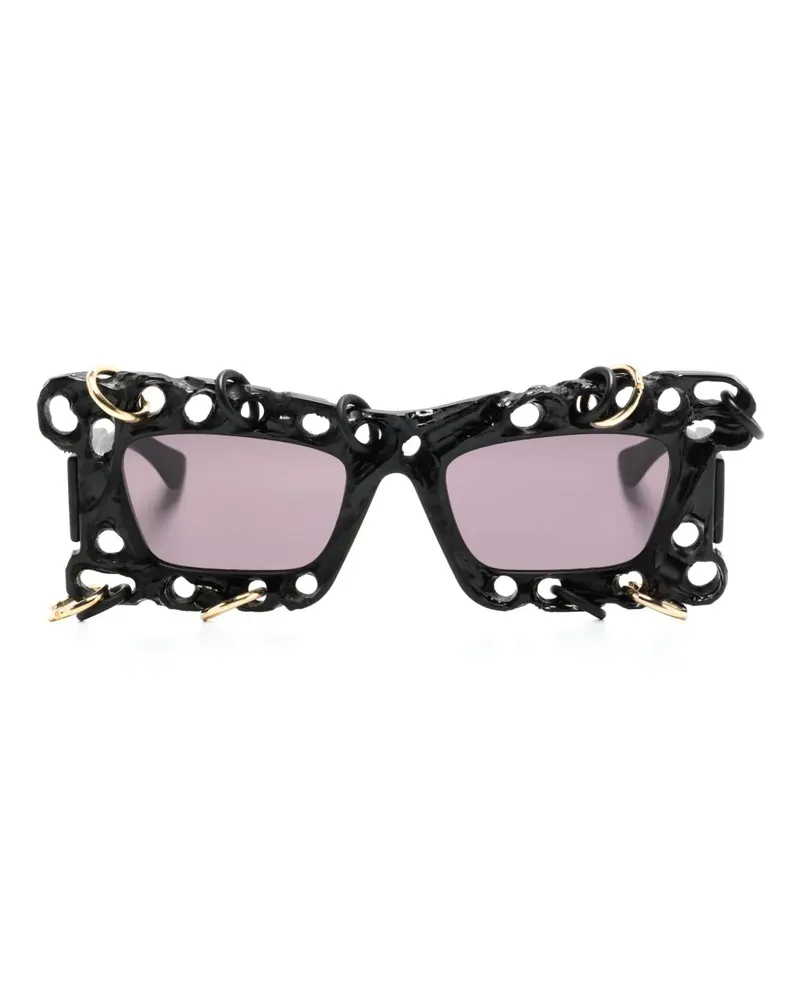 KUBORAUM R2 BM HC Sonnenbrille mit eckigem Gestell - Schwarz Schwarz