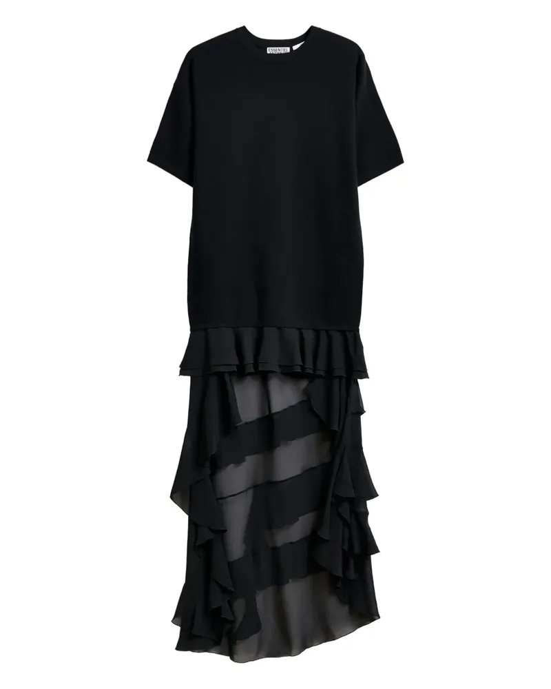 Essentiel Gerüschtes Imaille Minikleid mit Sheer-Effekt - Schwarz Schwarz