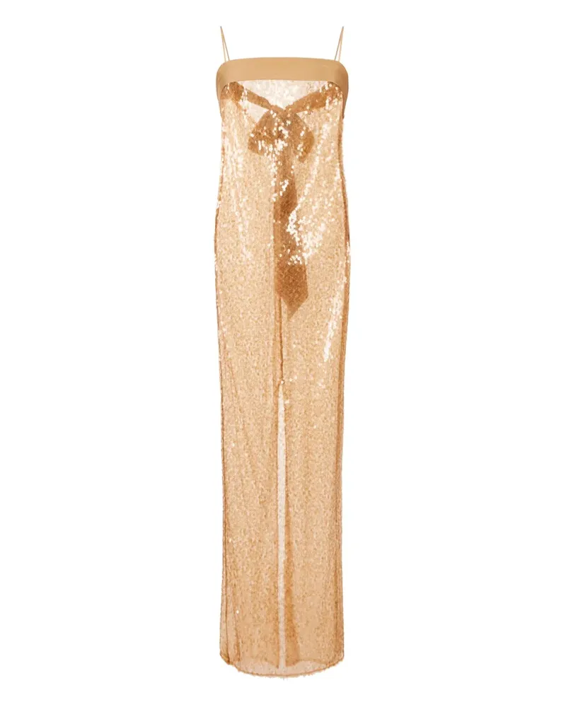 Elisabetta Franchi Maxikleid mit Pailletten - Nude Nude