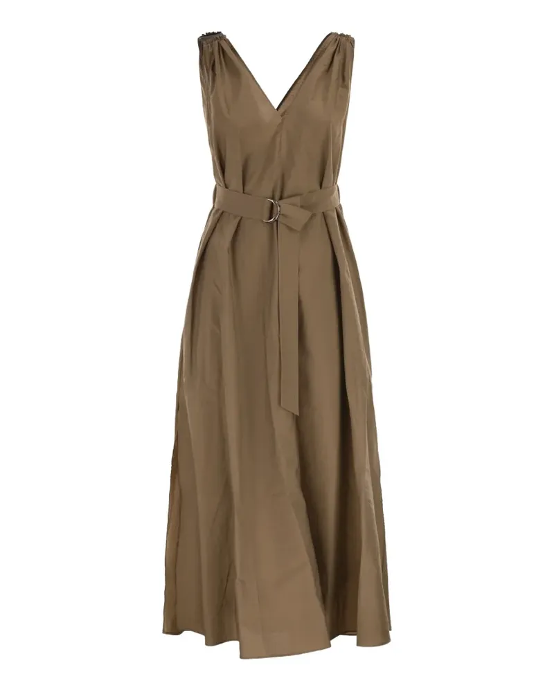 Brunello Cucinelli belted V-neck midi dress - Braun Braun