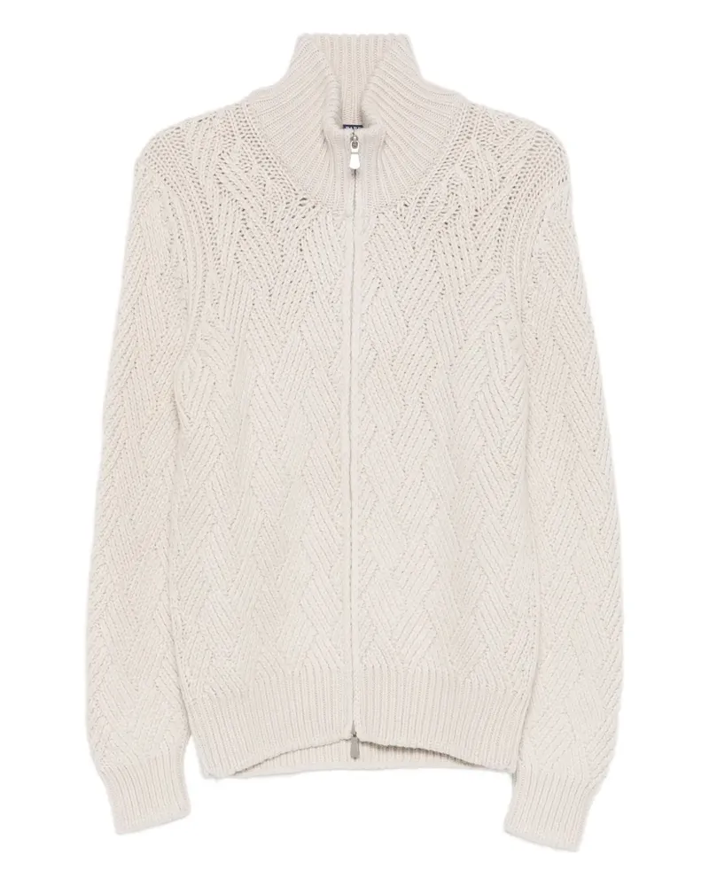 BARBA Cardigan mit Zopfmuster - Nude Nude