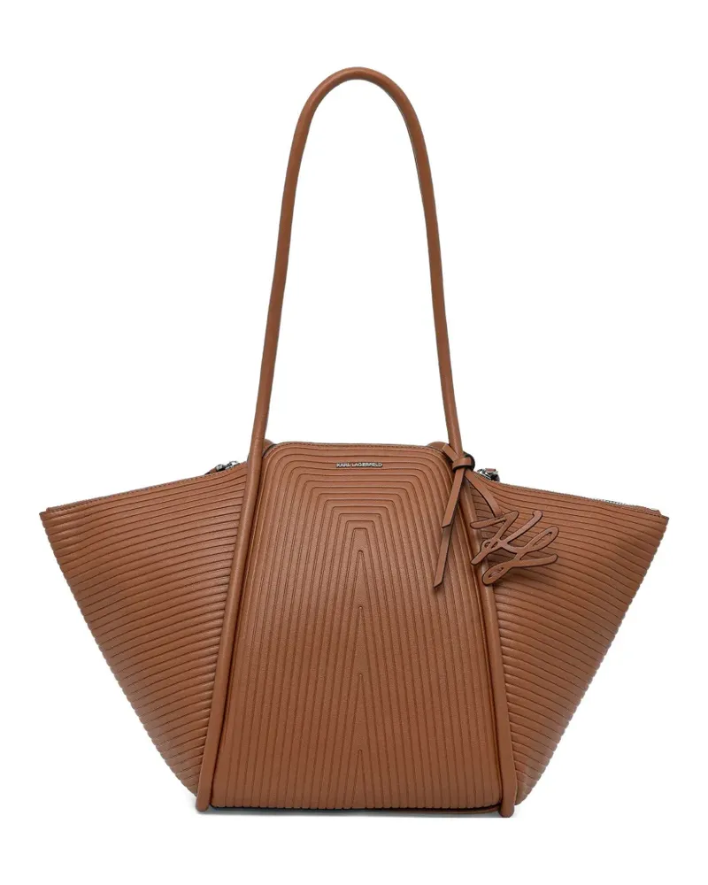 Karl Lagerfeld ribbed-texture zip tote bag - Braun Braun
