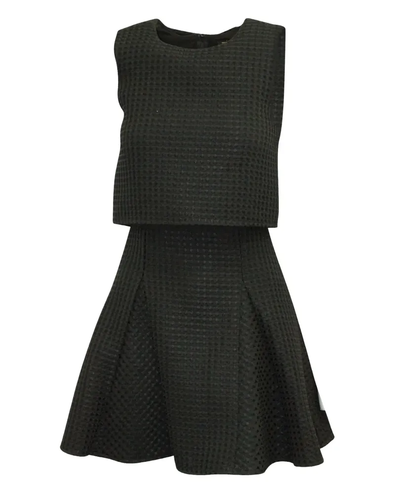 Maje Minikleid mit Waffelstrick-Muster - Schwarz Schwarz