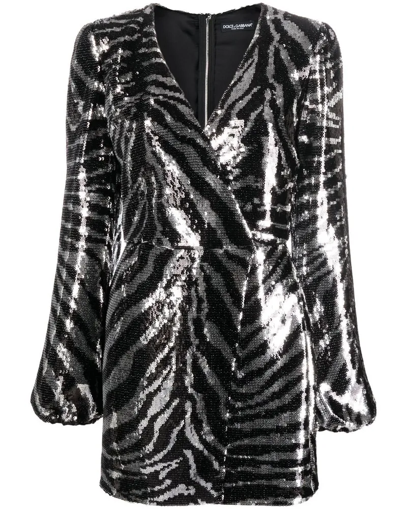 Dolce & Gabbana Wickelkleid mit Pailletten - Schwarz Schwarz
