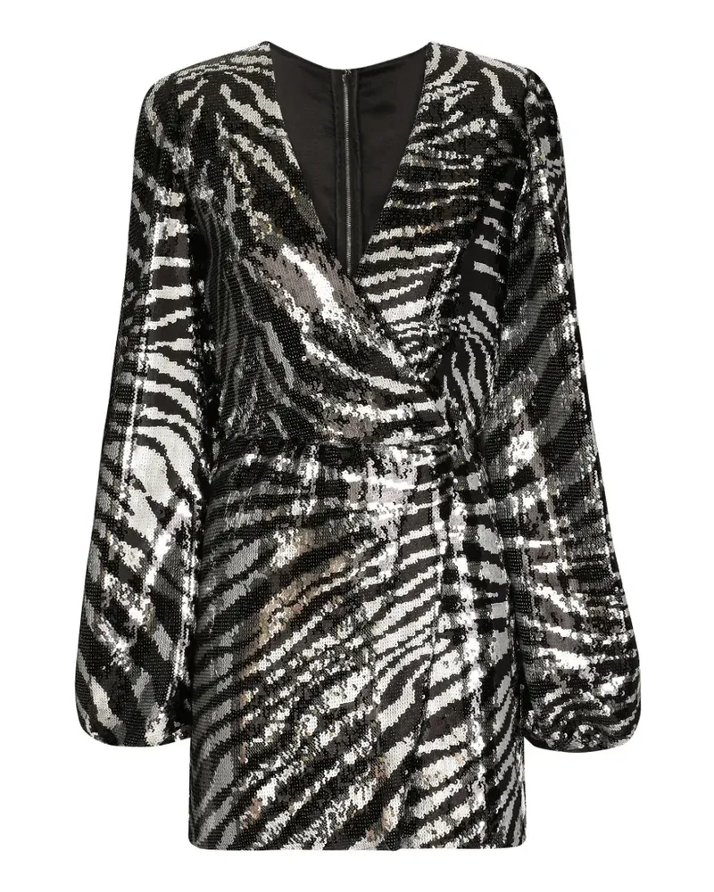 Dolce & Gabbana Pailletten-Wickelkleid mit Zebra-Print - Schwarz Schwarz