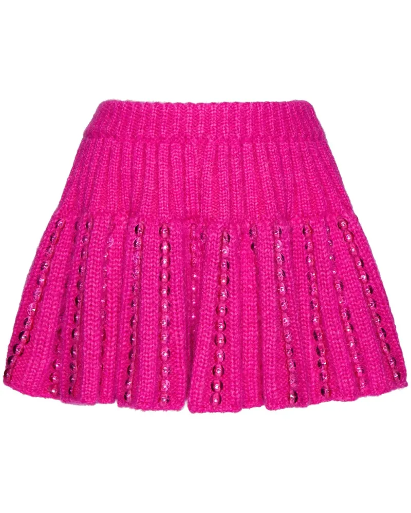 Valentino Garavani Gestrickter Minirock mit Pailletten - Rosa Rosa