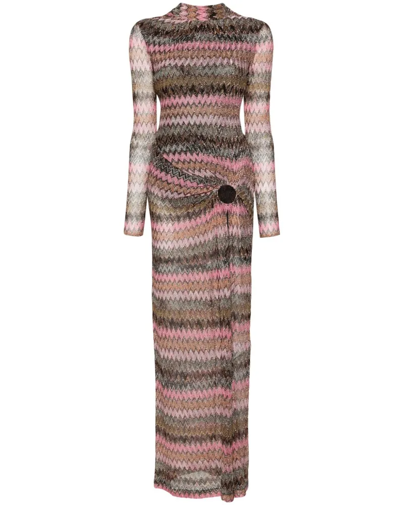 Missoni Chevron-Maxikleid mit Cut-Out - Rosa Rosa