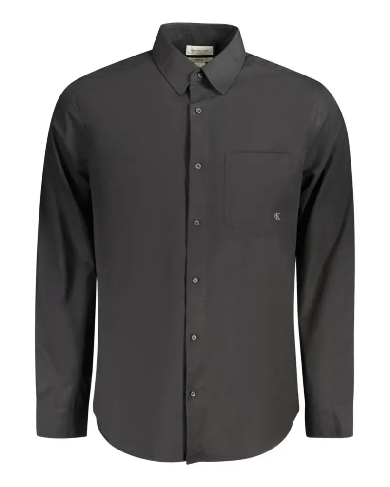 Calvin Klein logo-embroidered cotton shirt - Schwarz Schwarz