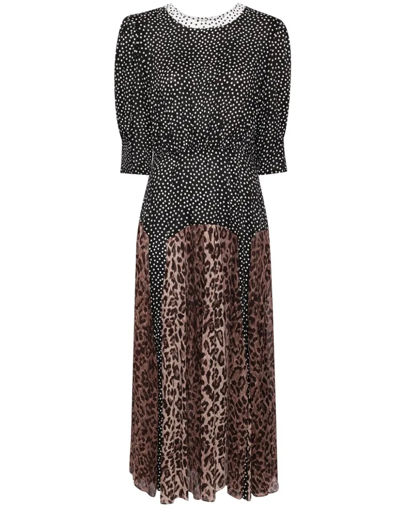 RIXO Meg Midikleid mit Print-Mix - Schwarz Schwarz