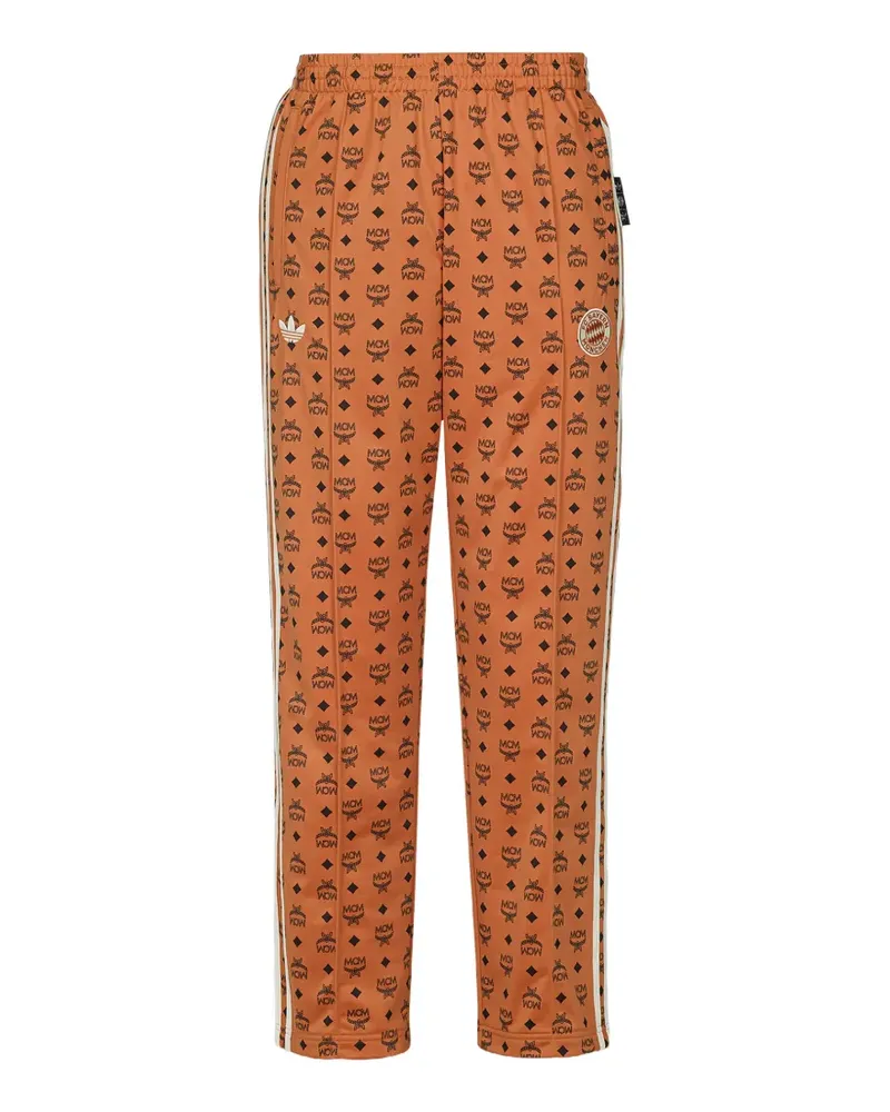MCM adidas x FC Bayern Jogginghose mit Monogramm-Print und seitlichen Streifen - Orange Orange