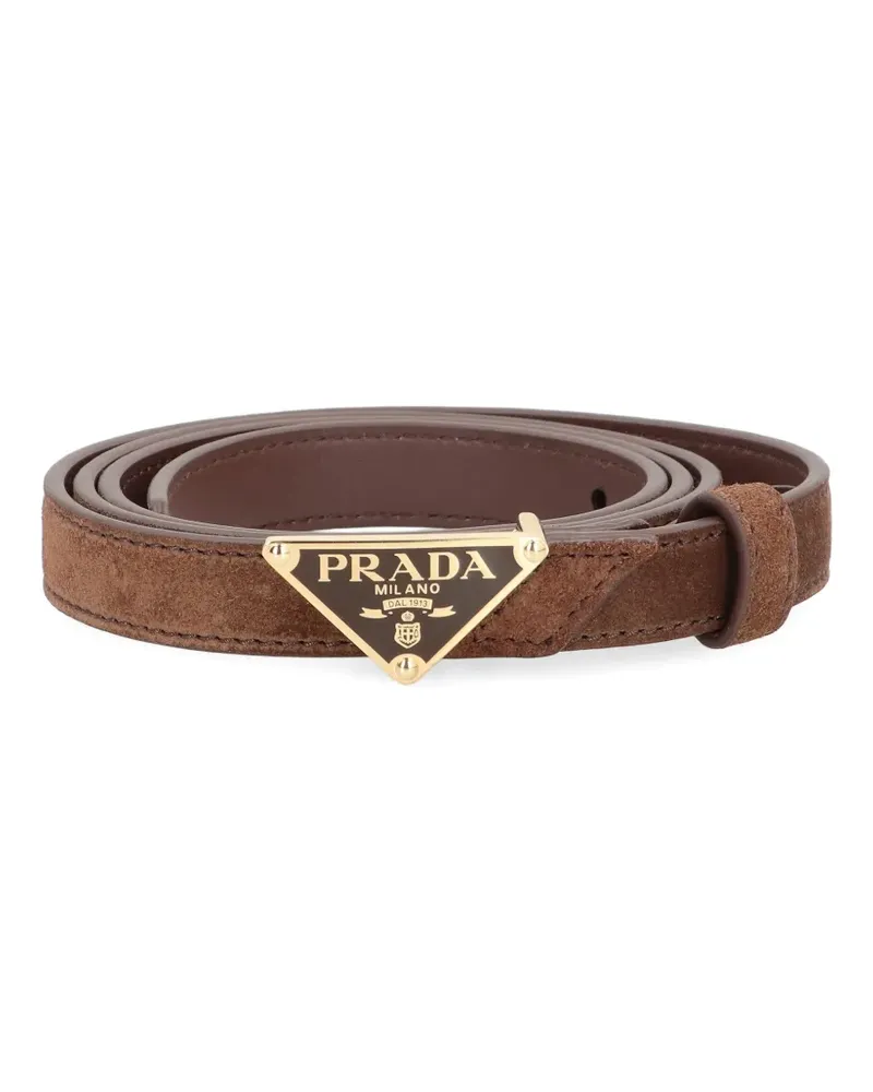 Prada triangular buckle leather belt - Braun Braun
