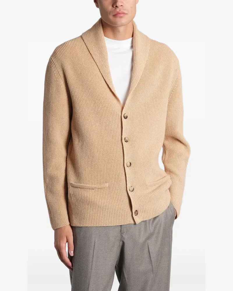 Ballantyne Gerippter Cardigan mit Schalkragen - Nude Nude