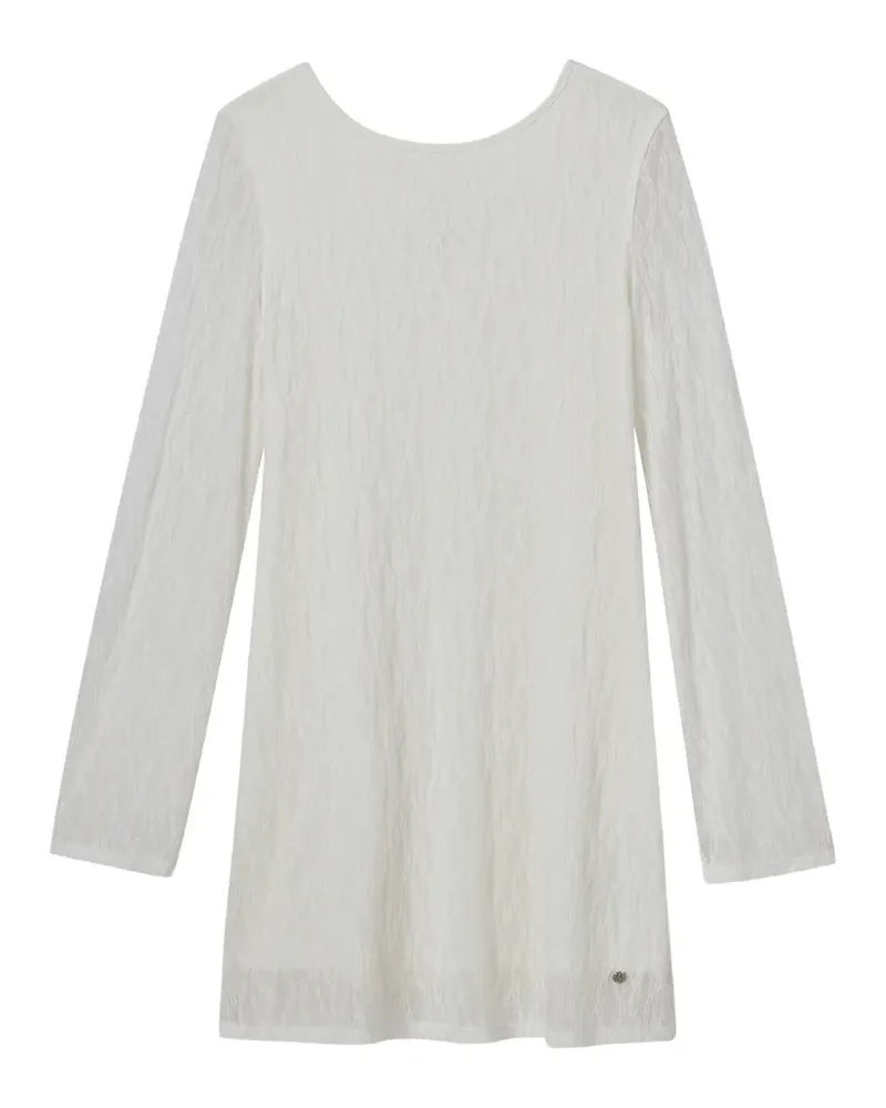 b+ab lace-textured long-sleeve mini dress - Weiß Weiß