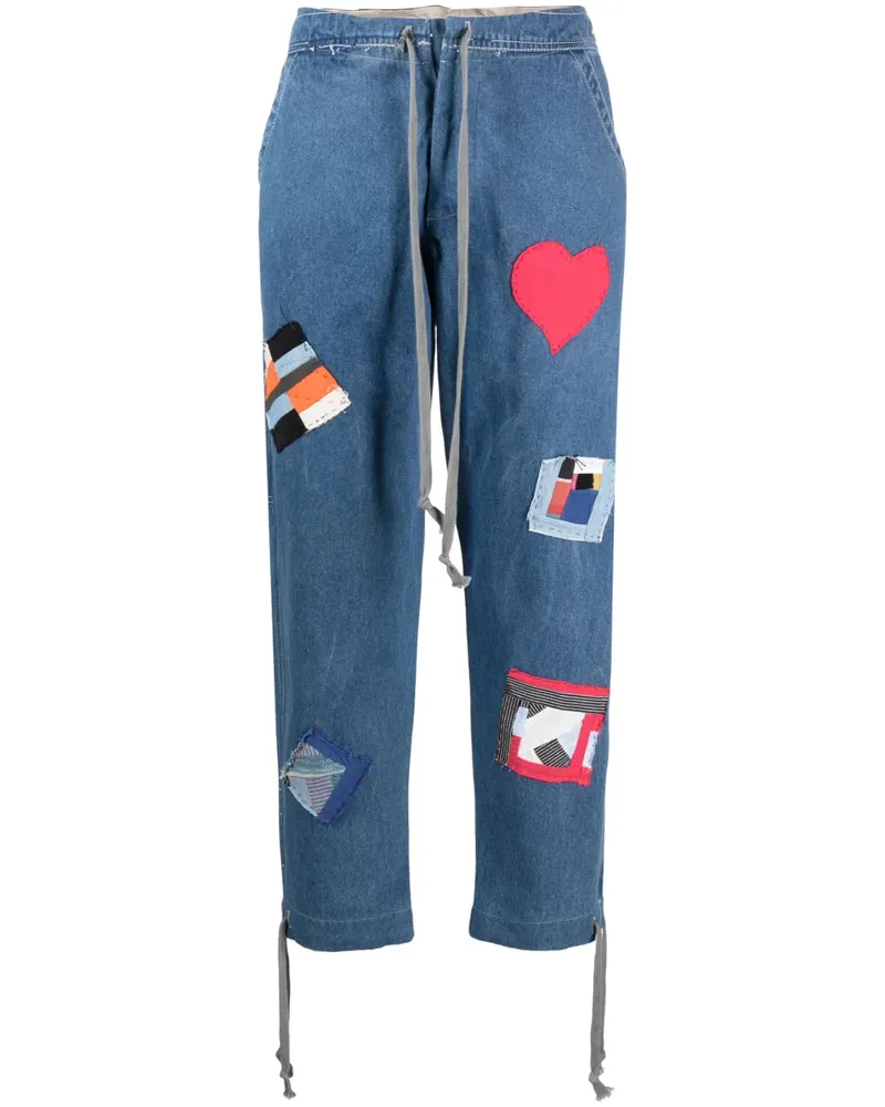 Greg Lauren Jeans mit Kordelzug - Blau Blau