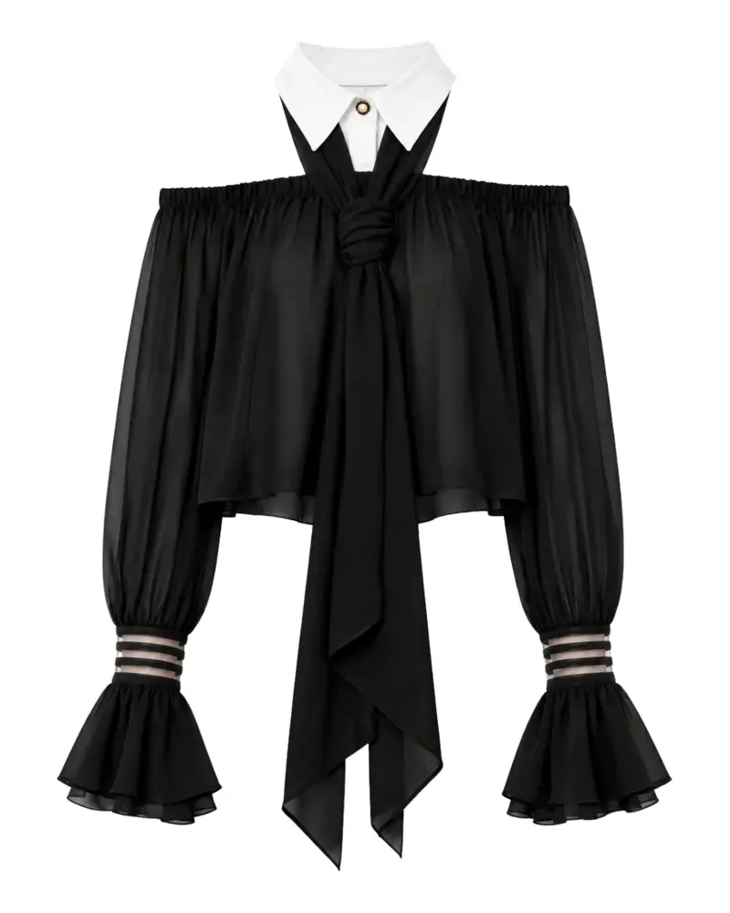 Elisabetta Franchi Schulterfreie Schluppenbluse - Schwarz Schwarz
