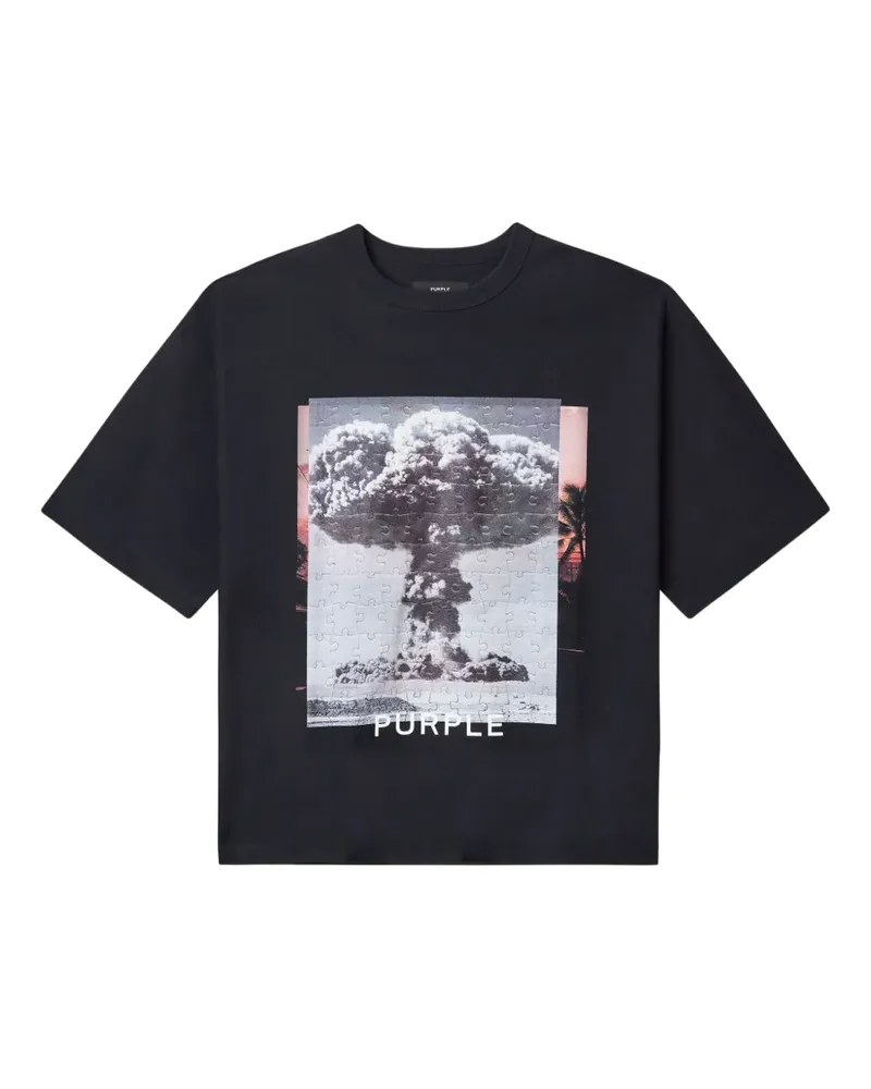 PURPLE BRAND T-Shirt mit Puzzle-Print - Schwarz Schwarz