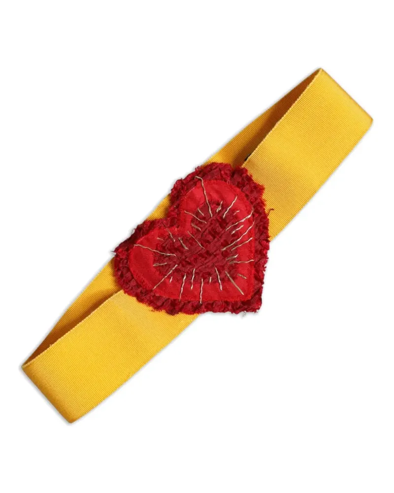 Dolce & Gabbana Ripsbandgürtel mit Herz-Patch - Gelb Gelb