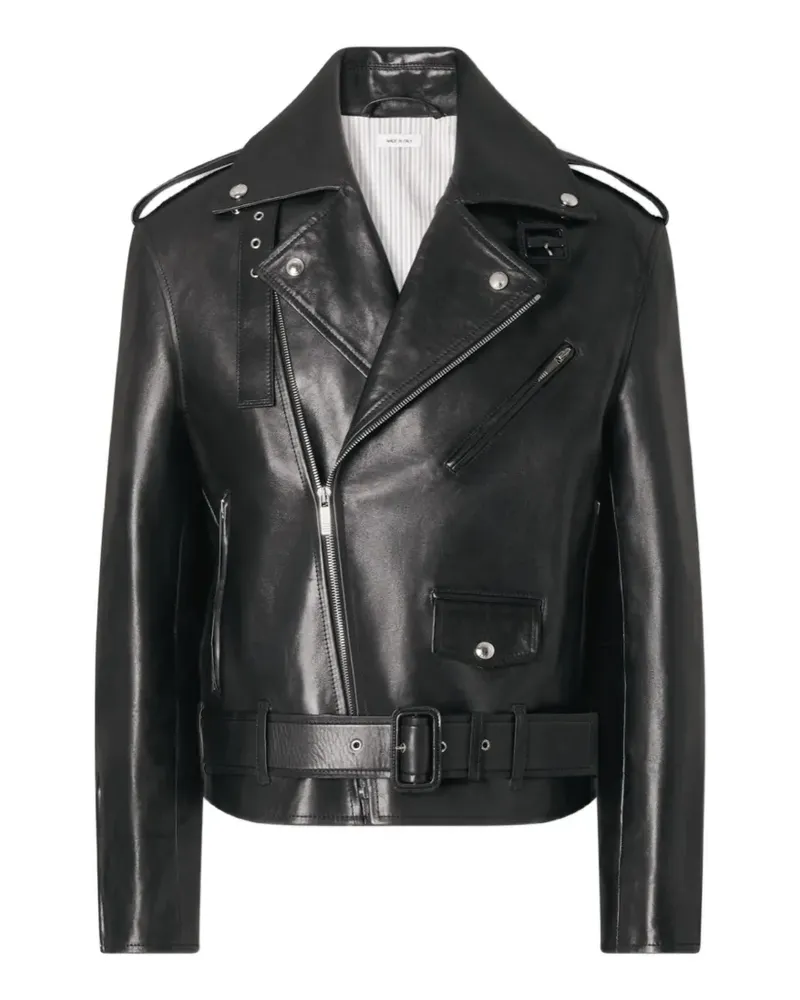 Thom Browne Bikerjacke mit Gürtel - Schwarz Schwarz