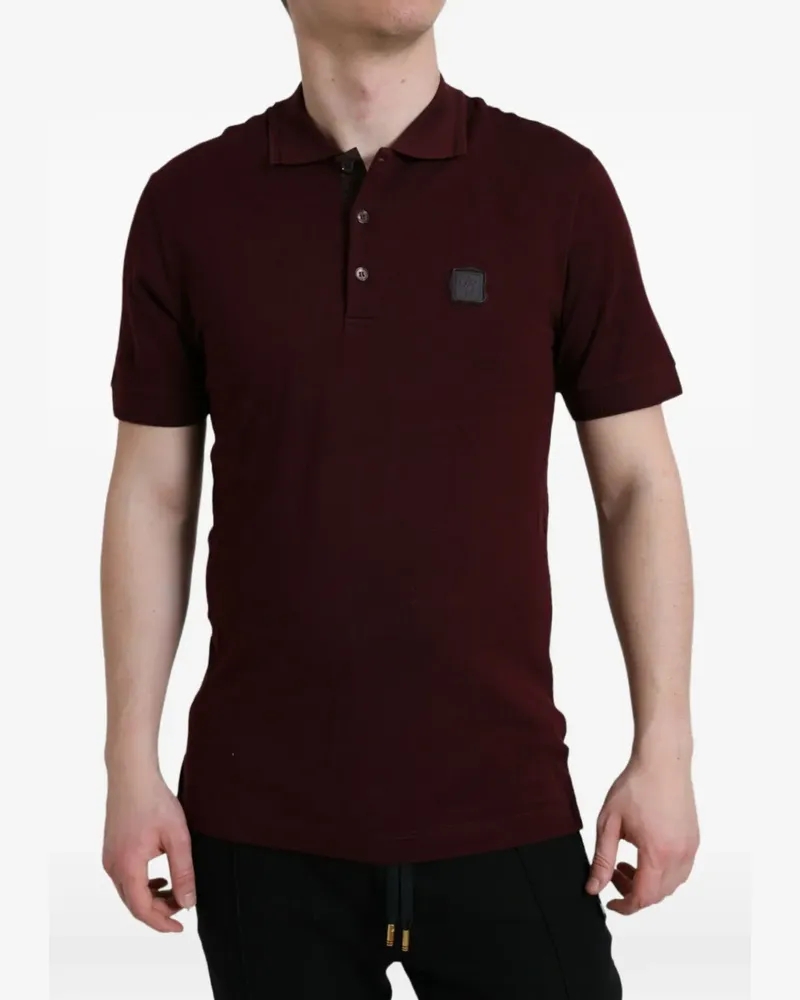 Dolce & Gabbana logo-patch cotton polo shirt - Braun Braun