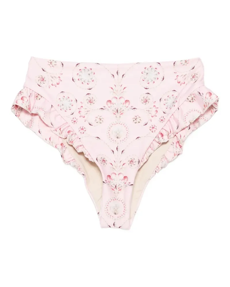 AGUA BENDITA Jengibre Playa ruffled bikini bottoms - Rosa Rosa