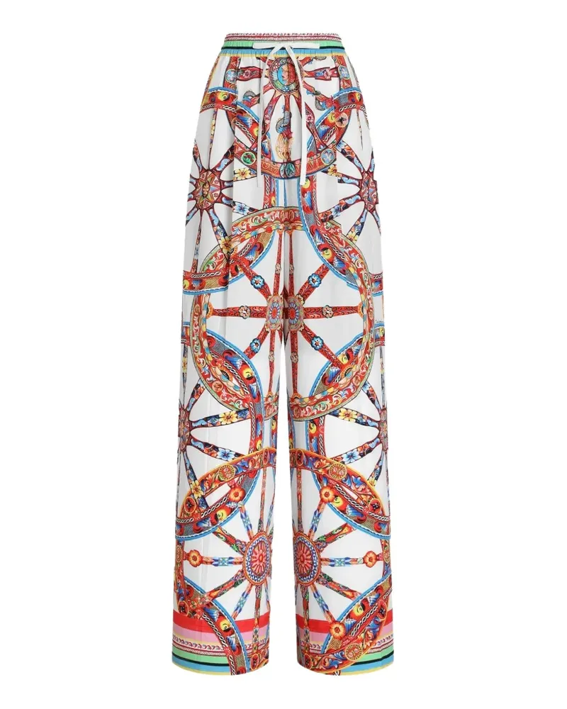 Dolce & Gabbana Popeline-Hose mit Carretto-Print - Weiß Weiß