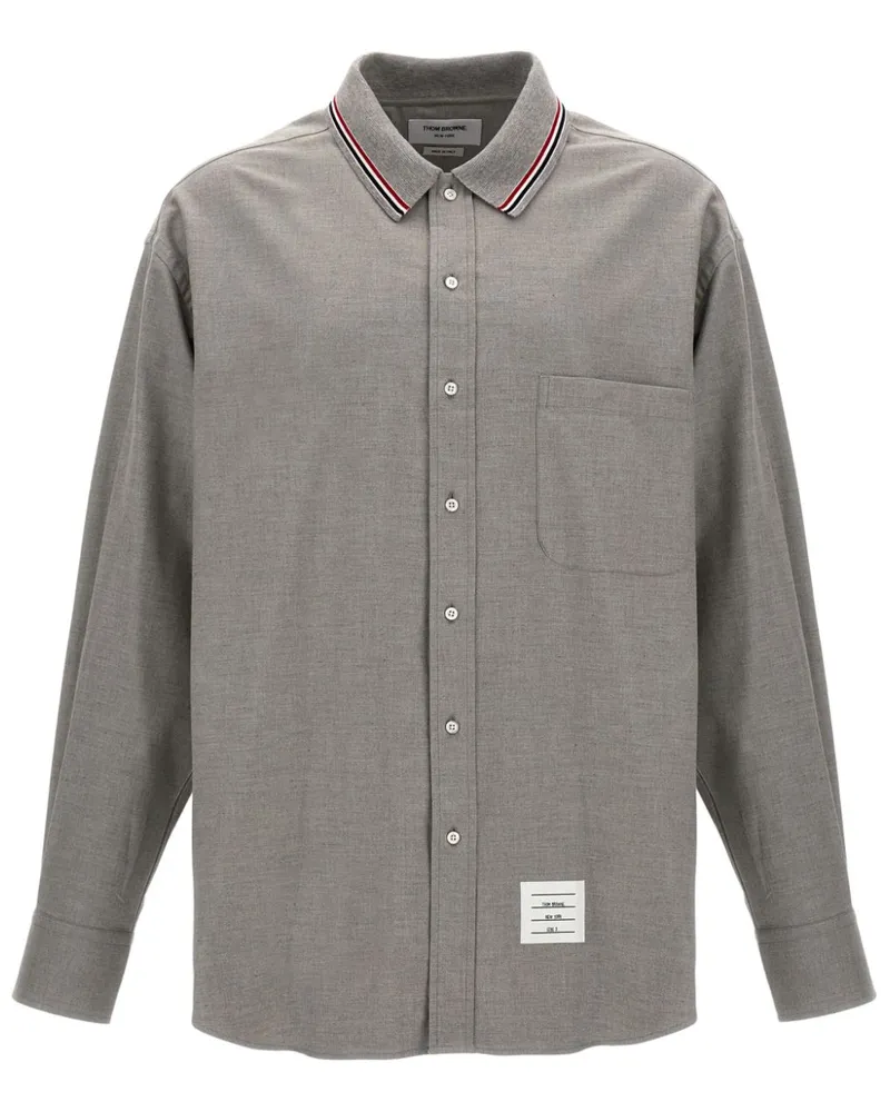 Thom Browne Flanellhemd mit RWB-Streifen-Print - Grau Grau