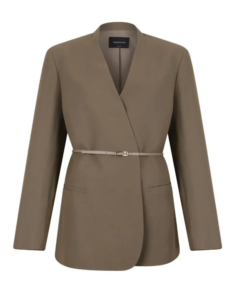Fabiana Filippi belted wrap-front jacket - Nude Nude