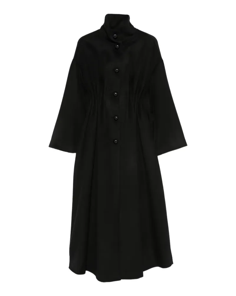 Emporio Armani Stehkragen-Mantel mit geraffter Taille - Schwarz Schwarz