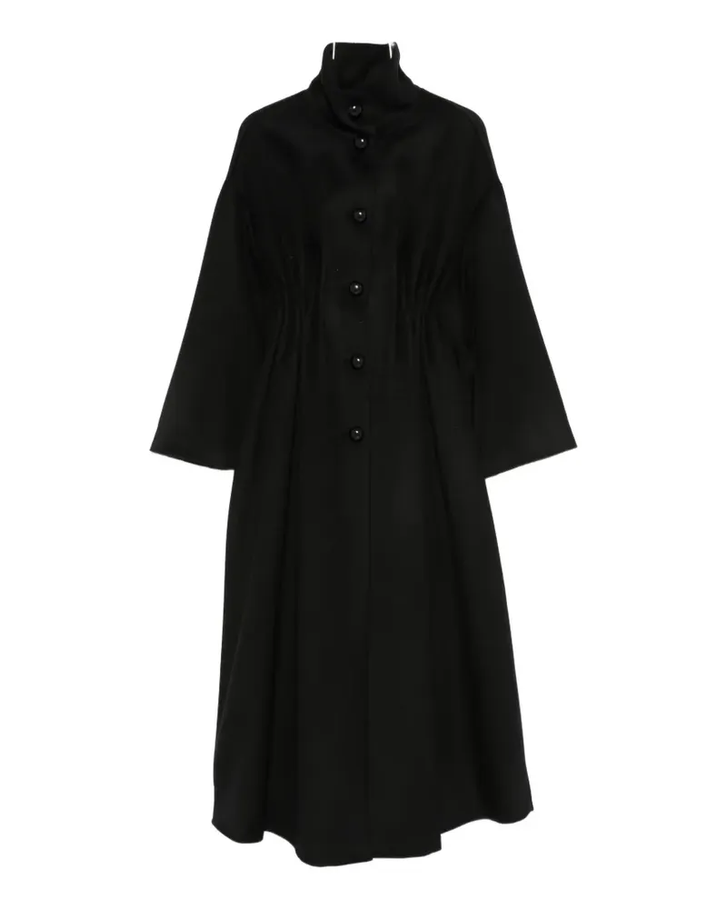 Emporio Armani ruched-waist high-neck coat - Schwarz Schwarz