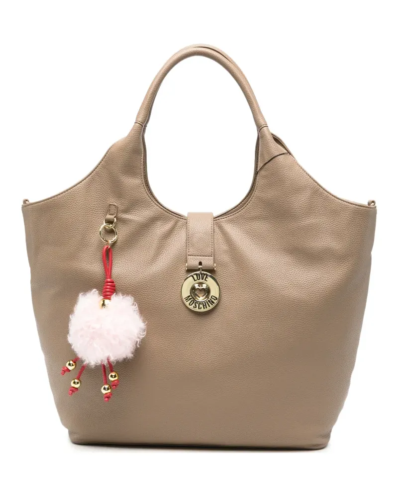 Moschino Tote Bag mit gekörntem Bommelanhänger - Nude Nude