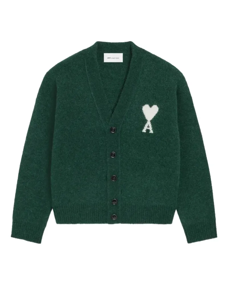 AMI Paris Cardigan mit Ami de Coeur - Grün Grün
