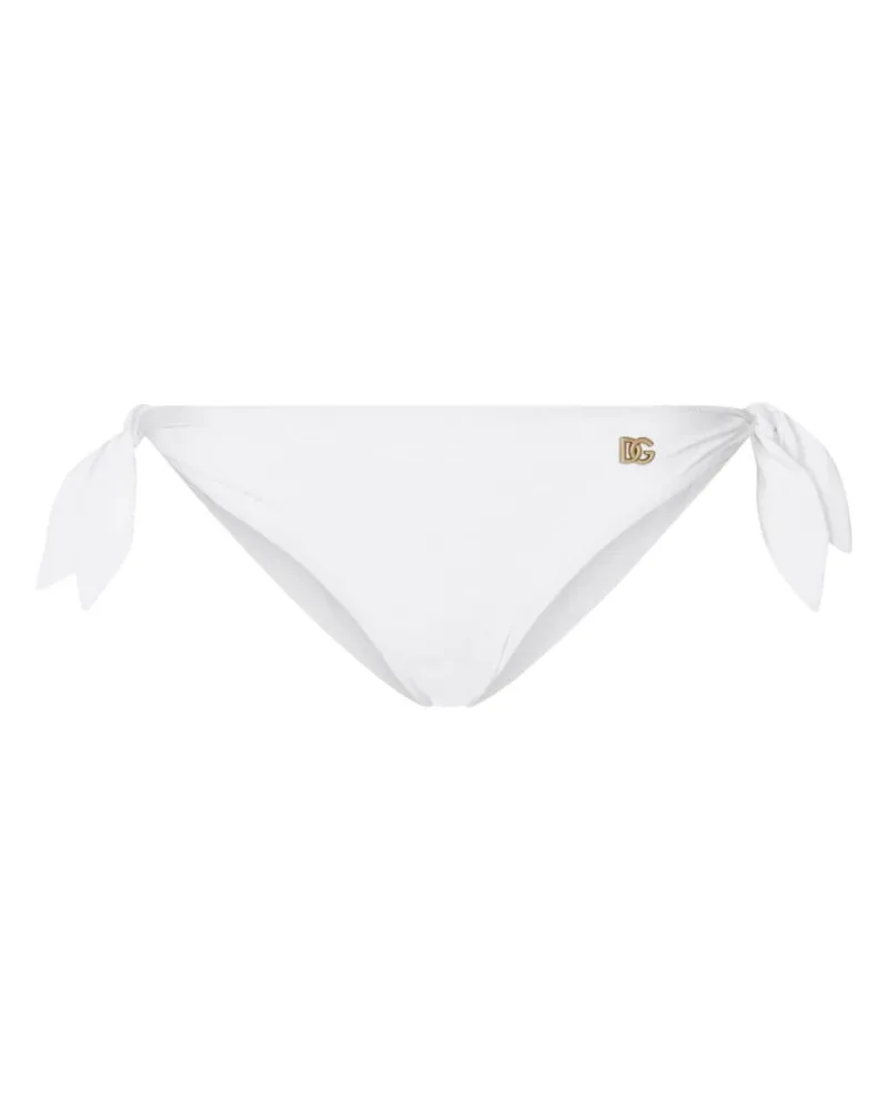 Dolce & Gabbana Bikinihöschen mit Logo-Schild - Weiß Weiß