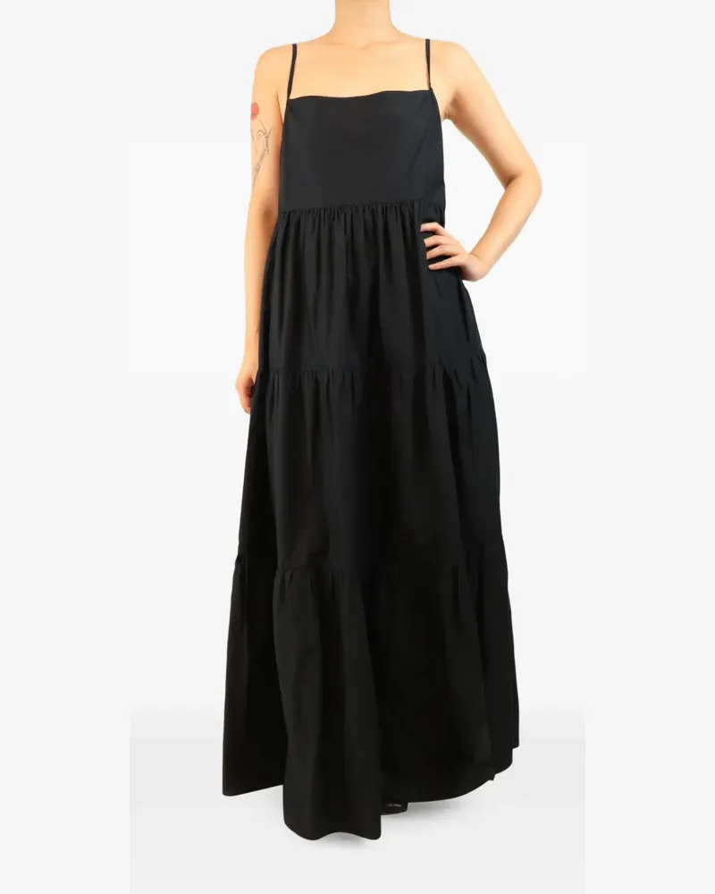 Matteau Gestuftes Maxikleid mit Spaghettiträgern - Schwarz Schwarz