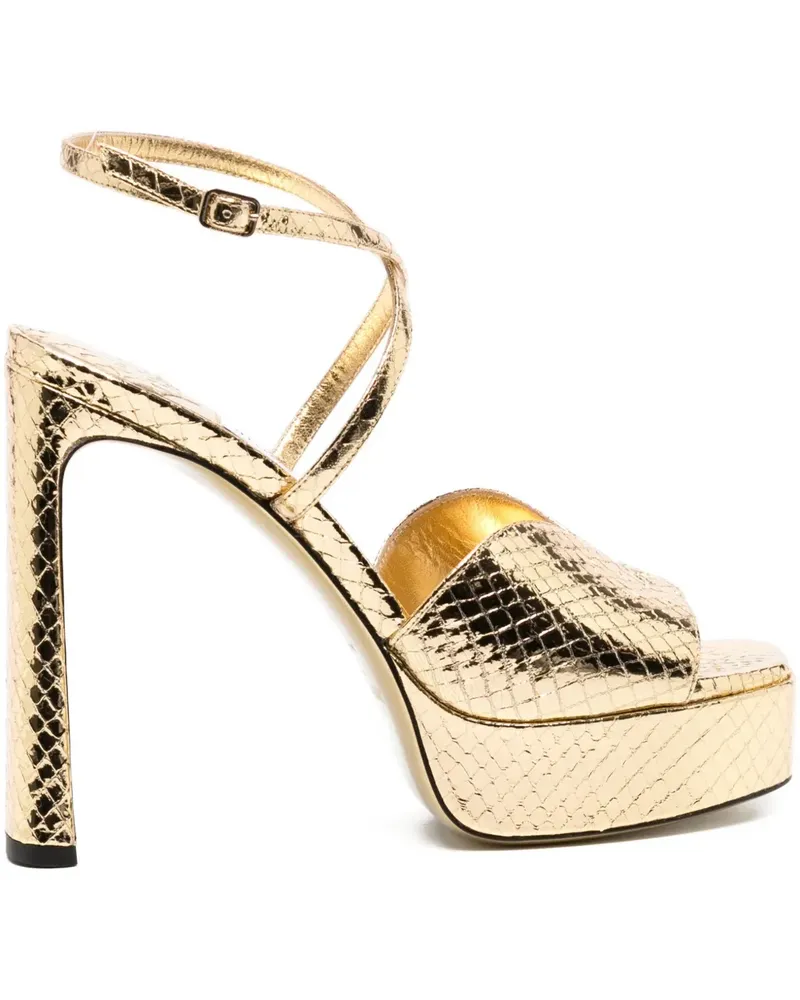 Jimmy Choo Sandalen aus Schlangenleder 120mm - Gold Gold