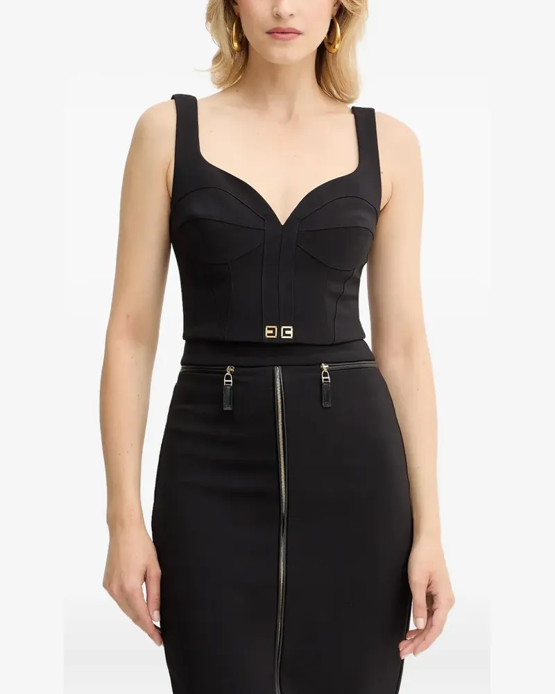 Elisabetta Franchi Reißverschluss-Top mit Applikation - Schwarz Schwarz