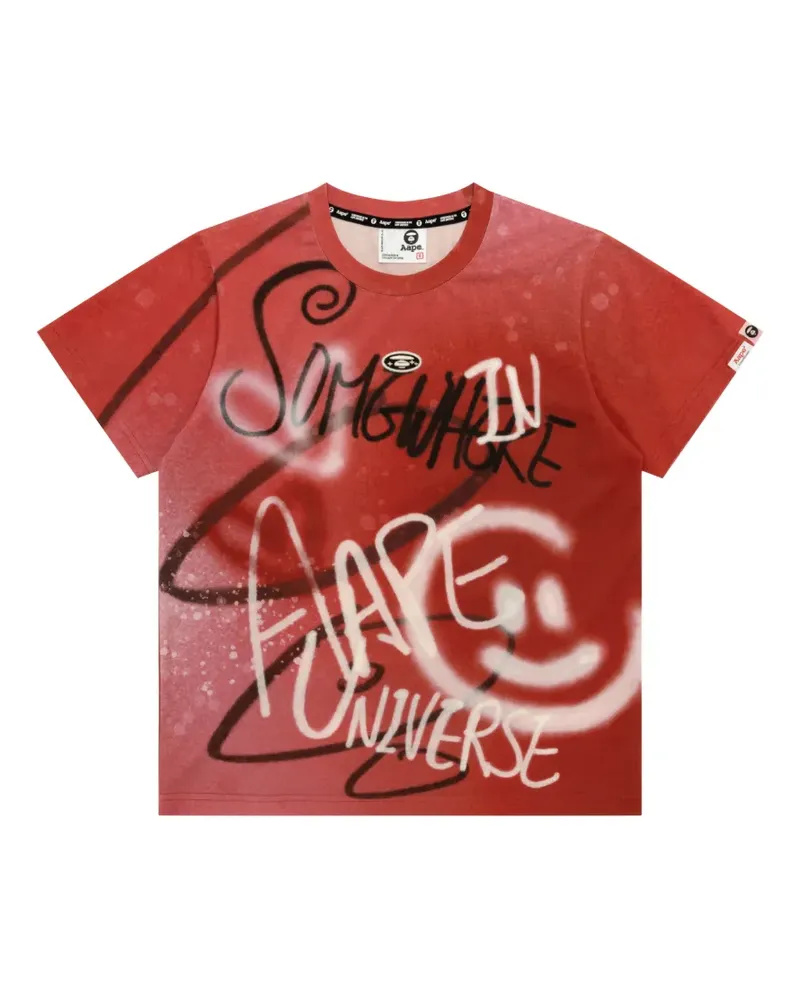 BAPE T-Shirt mit Graffiti-Print - Rot Rot