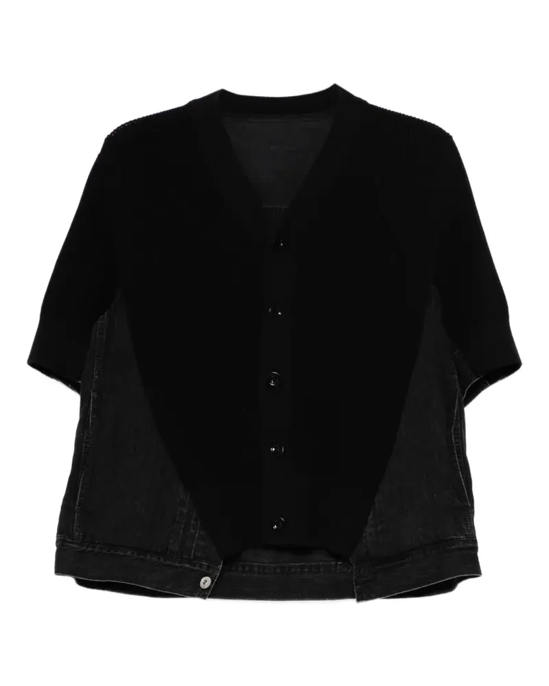 Sacai denim x knit cardigan - Schwarz Schwarz