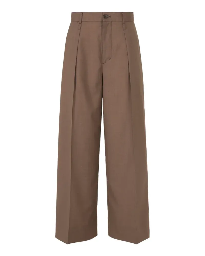 Issey Miyake pleated wide-leg trousers - Braun Braun