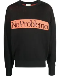 Aries No Problemo Intarsien-Pullover Schwarz