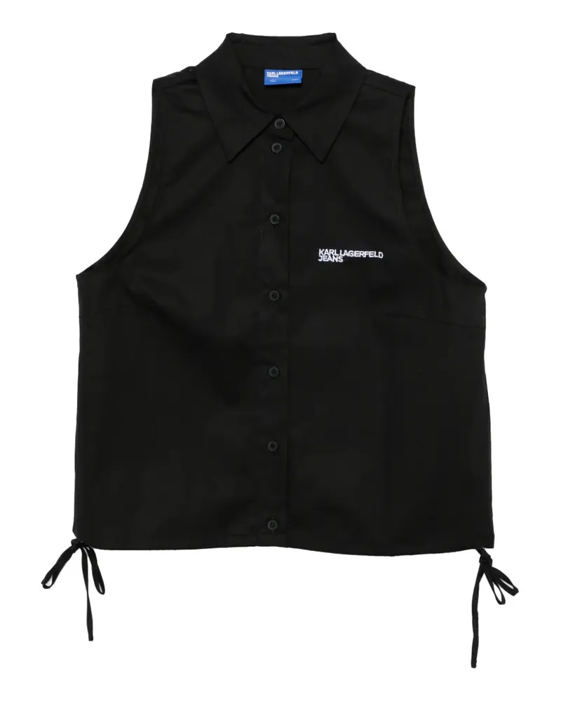 Karl Lagerfeld logo-embroidered drawstring-hem top - Schwarz Schwarz