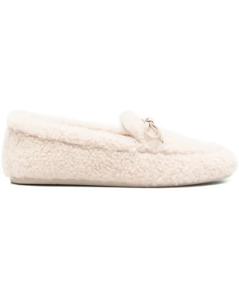 Stuart Weitzman Britt shearling bow loafers - Nude Nude