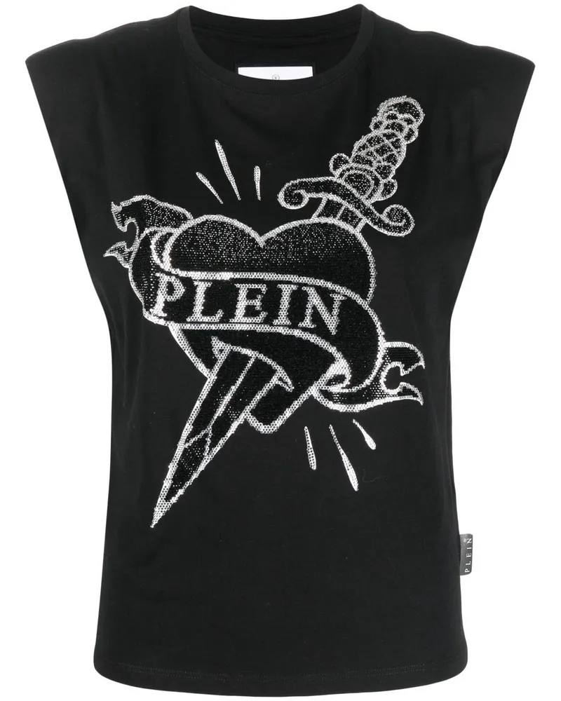 Philipp Plein Top mit Logo - Schwarz Schwarz