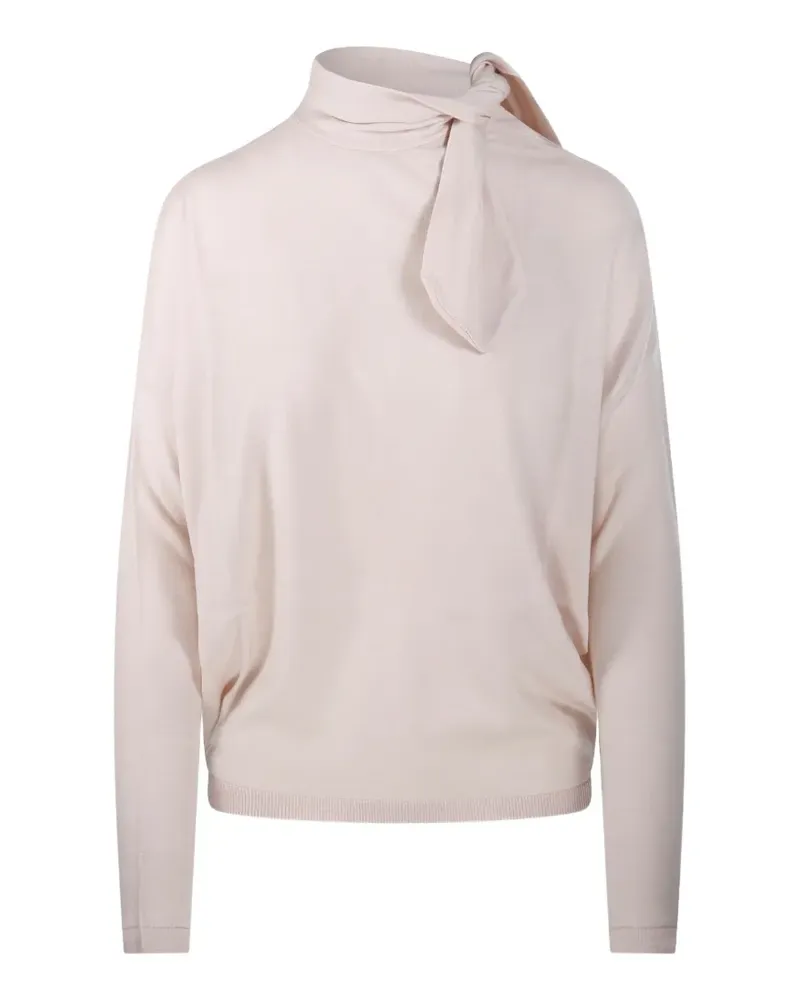 NUDE Pullover mit Fledermausärmeln und Schleifenkragen Nude